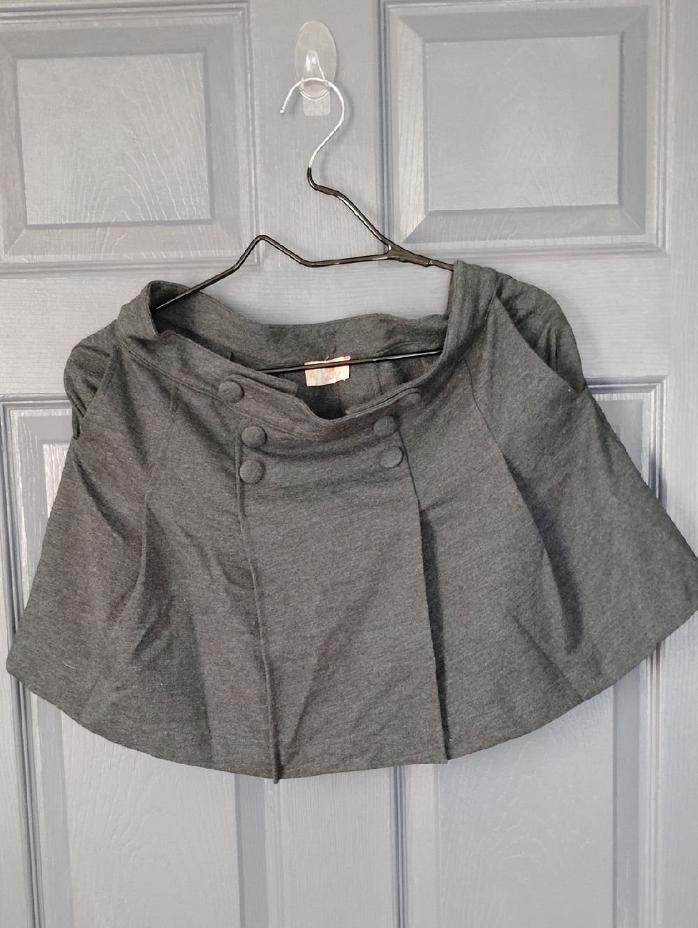 Pull&Bear Charcoal Gray Skater Mini Skirt with Button Detail